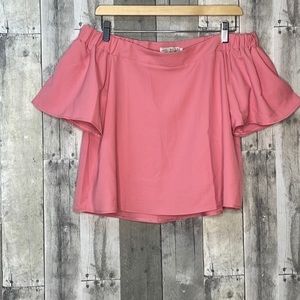 𝅺SKYLAR Belle light dusty rose off shoulder cropped blouse. ‎ Size large.  EUC